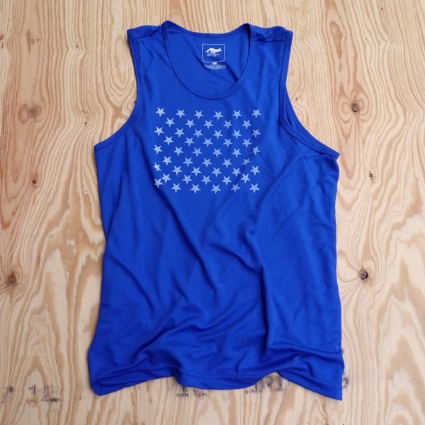 Runyon® Men's Royal Blue Striped Star Performance Tank ★ Made In USA ...