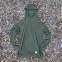 Runyon Men's Army Green Pocketed Sun Hoodie Shirt Long Sleeve Thumbholes Sun Protection Quick Dry American Made In USA