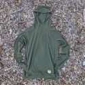 Runyon Men's Army Green Pocketed Sun Hoodie Shirt Long Sleeve Thumbholes Sun Protection Quick Dry American Made In USA