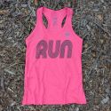 Women's Hot Pink RUN Racerback Tank Top - Fitness, Workout Apparel - American Made In USA
