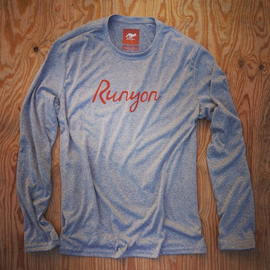 Runyon Canyon Apparel Mens Orange Script Long Sleeve Performance Fitness Shirt