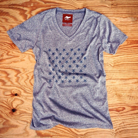 Runyon Canyon Apparel Womens Striped Star Peformance VNeck Made In USA