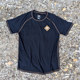 Runyon CozyLite Black Raglan Camp Shirt - Running, Hiking, Workout Shirt American Made In USA