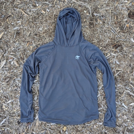 Runyon Unisex Charcoal Dark Grey Sun Hoodie Shirt Long Sleeve Thumbholes Sun Protection Quick Dry American Made In USA