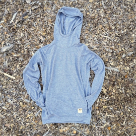 Runyon Men's Heather Grey Pocketed Sun Hoodie Shirt Long Sleeve Thumbholes Sun Protection Quick Dry American Made In USA