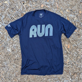 Runyon Canyon Apparel Men's Running Clothing RUN Navy Blue Fitness Shirt Performance Sportswear American Made In USA