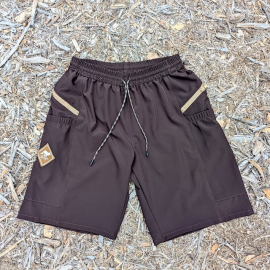 Runyon 9" TrailStash Gravel Cycling Short great for Trail Running, Hiking, Fitness Outdoors Brown