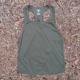 Runyon Olive Army Green Razor Strap Pump Tank - Gym Stringer Racerback Workout Tank Top American Made In USA