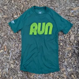 American Made In USA Womens Running Clothing Forest Green Neon Yellow Running Shirt Performance Sportswear Runyon Canyon Apparel
