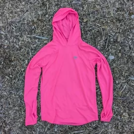 Runyon Unisex Hot Pink Hoodie Shirt Long Sleeve Thumbholes Sun Protection Quick Dry American Made In USA