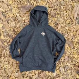 Runyon French Terry Cotton Dark Heather Grey Charcoal Pullover Hoodie Sweatshirt - Hidden Pockets, Thumbholes & Watch Windows - American Made In USA