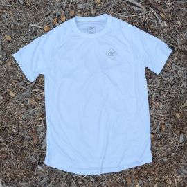 Runyon Mens White Made In USA Performance Running Shirt Moisture Wicking Workout Shirt