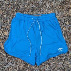 Runyon Bright Cyan Blue Running Short - Retro Ranger 4" Inch Workout Short American Made In USA