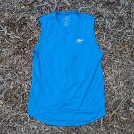 Runyon Men's Amazing Cyan Blue Sleeveless Muscle Tee Performance Workout Tank Top American Made In USA