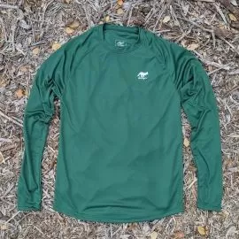 Runyon Men's Forest Green Long Sleeve Performance Shirt Made In USA - Running, Hiking, Gym, Fitness, Workout