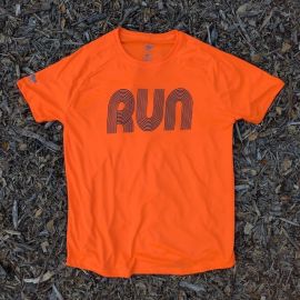 Men's Neon Orange Fluorescent Hot Running Shirt Moisture Wicking American Made In USA