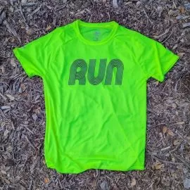 Men's Neon Yellow Fluorescent Running Shirt Moisture Wicking American Made In USA