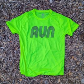 Men's Neon Yellow Fluorescent Running Shirt Moisture Wicking American Made In USA