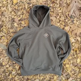Runyon French Terry Cotton Olive Green Pullover Hoodie Sweatshirt - Hidden Pockets, Thumbholes & Watch Windows - American Made In USA