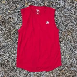 Runyon Men's Red Sleeveless Muscle Tee Performance Workout Tank Top American Made In USA