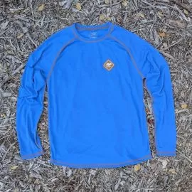 Runyon Mens Long Sleeve Camp Shirt Hiking Running Royal Blue American Made In USA