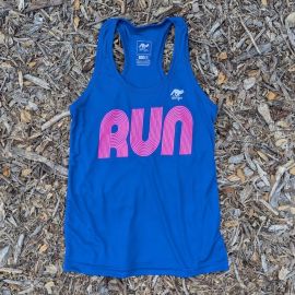 Runyon Women's Royal Blue Hot Pink RUN Fitness  Racerback Workout Tank American Made In USA
