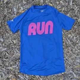 Women's Royal Blue Hot Pink RUN Performance Running Shirt Made In USA