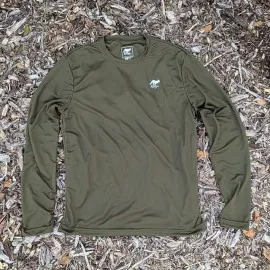 Runyon American Made In USA Men's Dark Forest Green Long Sleeve Trail Running Shirt Moisture Wicking Performance Active Shirt Warm Weather Sun Protection