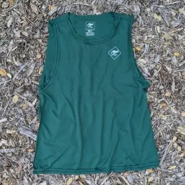 Runyon Men's Forest Green Tech Trail Tank - Muscle Workout Tank Top, Made In USA | Runyon Canyon Apparel