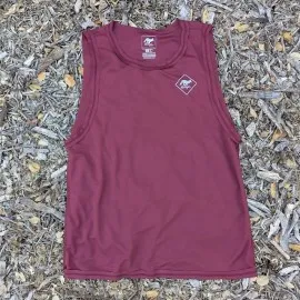 Runyon Men's Maroon Tech Trail Tank - Muscle Workout Tank Top, Made In USA | Runyon Canyon Apparel
