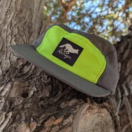 Runyon Made In USA Camp Hat - Charcoal (Dark Grey,Graphite) Camp Hat with Neon Yellow Front Panel Moisture Wicking, Mesh Side Panels, Lightweight, Breathable