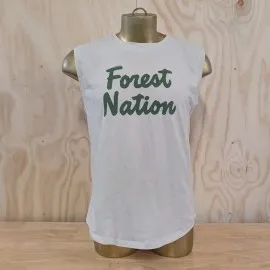 Runyon Men's Forest Nation on Sand Creme Beige 100% Cotton Muscle Tee - Made In USA - Hiking, Running, Workout, Fitness, Outdoors - Cottontrails Muscle Tees