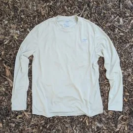 Runyon American Made In USA Men's Sand Natural Khaki Beige  Long Sleeve Trail Running Shirt Moisture Wicking Performance Active Shirt Warm Weather Sun Protection