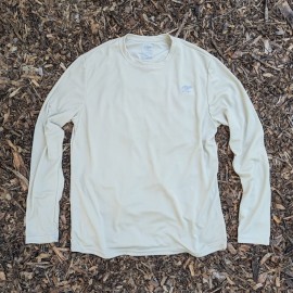 Runyon American Made In USA Men's Sand Natural Khaki Beige  Long Sleeve Trail Running Shirt Moisture Wicking Performance Active Shirt Warm Weather Sun Protection