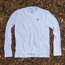 Runyon American Made In USA Men's White Long Sleeve Trail Running Shirt Moisture Wicking Performance Active Shirt Warm Weather Sun Protection