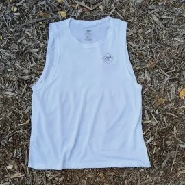 Runyon Men's White Tech Trail Tank - Muscle Workout Tank Top, Made In USA | Runyon Canyon Apparel