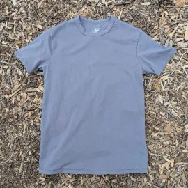 Men's 100% cotton athletic short sleeve shirt in Steel Grey, Made in USA by Runyon, for running, hiking, gym workouts and training