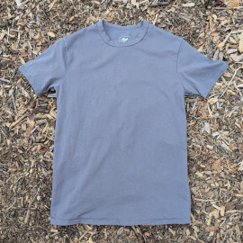 Men's 100% cotton athletic short sleeve shirt in Steel Grey, Made in USA by Runyon, for running, hiking, gym workouts and training