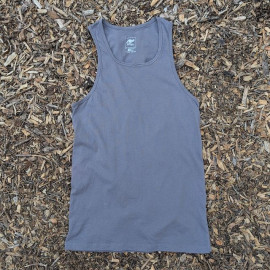 Men's 100% cotton athletic tank top singlet in Steel Grey, Made in USA by Runyon, for running, hiking, gym workouts and training