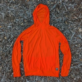 Runyon Women's Hot Orange Safety Orange Unisex Pocketed Sun Hoodie - Drawcord, Inside Pockets, Watch Window, Lightweight, UPF Sun Protection, Minimal Branding