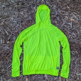 Runyon Men's Fluorescent Yellow Safety Yellow Unisex Pocketed Sun Hoodie - Drawcord, Inside Pockets, Watch Window, Lightweight, UPF Sun Protection, Minimal Branding