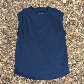 Runyon Women's Navy Blue 100% Cotton Cottontrails Muscle Tee - Made In USA - Hiking, Running, Workout, Fitness, Outdoors