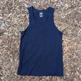 Women's (Unisex) 100% cotton athletic tank top singlet in Navy Blue, Made in USA by Runyon, for running, hiking, gym workouts and training