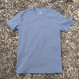 Women's (Unisex) 100% cotton athletic short sleeve shirt in Steel Grey, Made in USA by Runyon, for running, hiking, gym workouts and training