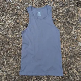 Women's (Unisex) 100% cotton athletic tank top singlet in Steel Grey, Made in USA by Runyon, for running, hiking, gym workouts and training