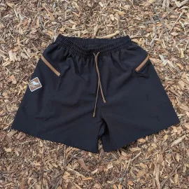Runyon TrailStash 5" Gravel Short 2.0 Shell - Black Canyon - Coyote Brown Zippers- Coyote Brown Outside Drawcords