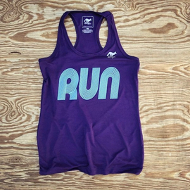 American Made In USA Womens Running Clothing Purple RUN Fitness Tank Top Performance Sportswear Runyon Canyon Apparel