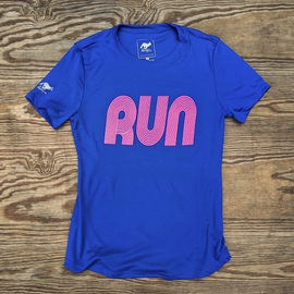 Women's Royal Blue Hot Pink RUN Performance Running Shirt Made In USA