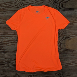 Runyon Canyon Apparel Womens Neon Orange Training Shirt great for Running, Hiking, Outdoor Fitness Made in USa