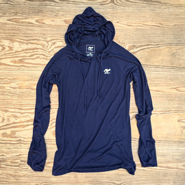 Men's Navy Blue Fitness Hoodie Made In USA Performance wear Hiking, Running, Trails, Outdoor Fitness